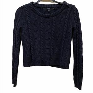 Guess Cable Knit Cropped Sweater Black Size XS